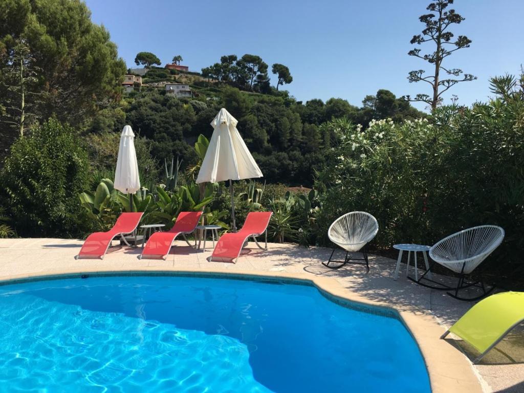 Villa Les Yuccas - Pool - Sea View Cagnes-sur-Mer Eksteriør bilde